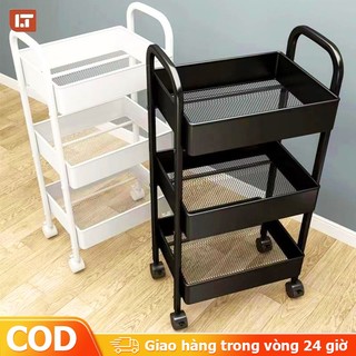 Lt xe đẩy spa 3 tầng đa năng vật liệu thép carbon có bánh xe để đồ đa năng kệ tiện lợi