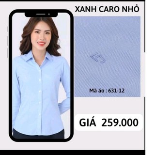 Có nhiều màu. Áo sơ mi nữ Thái Hòa sọc caro xanh nhỏ mã 631