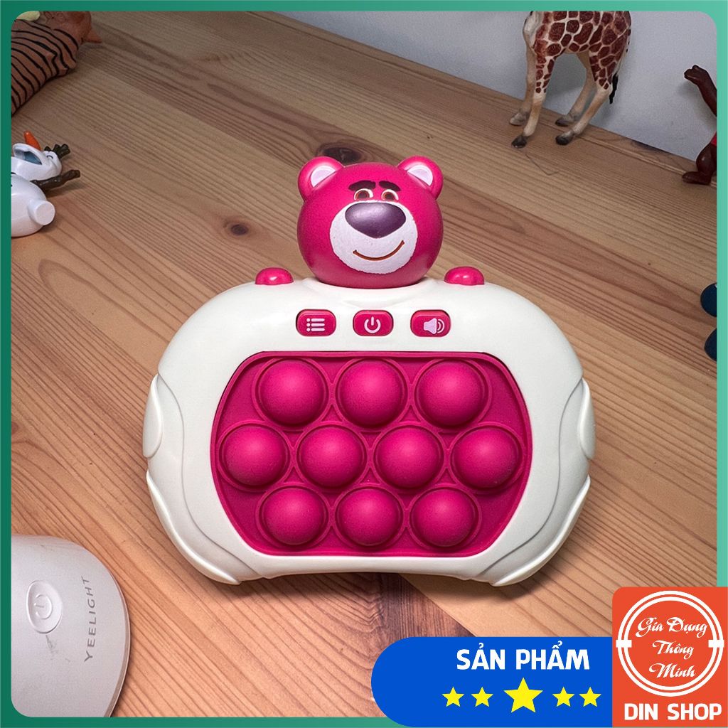Đồ chơi Pop it Gấu dâu - máy điện tử chơi game bấm nút theo đèn nhạc thế hệ mới