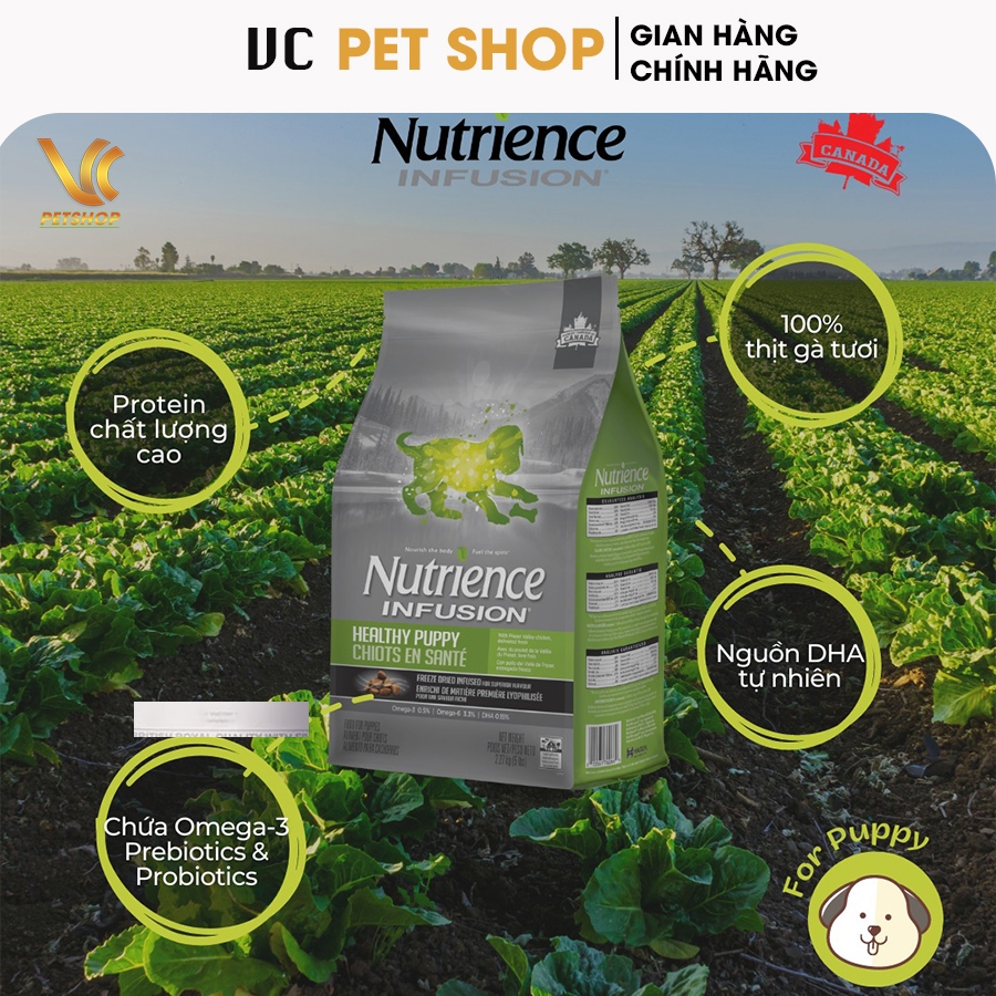 Thức Ăn Hạt Cho Chó Corgi Con Từ 1 Đến 12 Tháng Tuổi|Nutrience Infusion Vị Thịt Gà & Rau Củ | VC Pet Shop