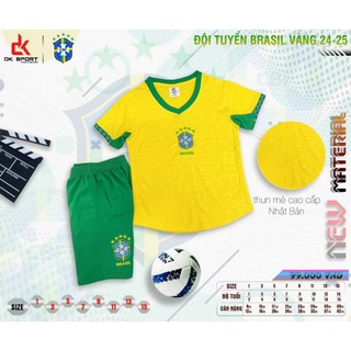 Bộ quần áo đá banh trẻ em đội tuyển brasil màu vàng