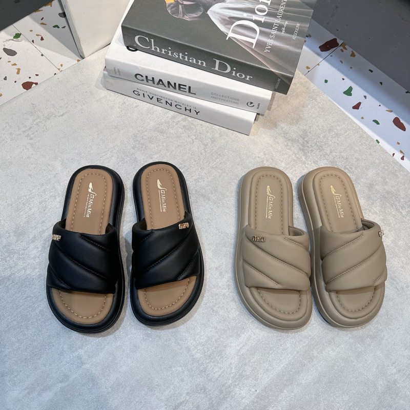 Dép miu quai da- Dép quai ngang nữ-  Hàng QC- Kèm video thật