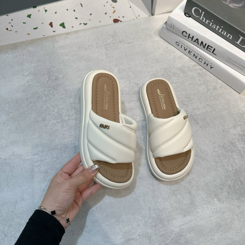 Dép miu quai da- Dép quai ngang nữ-  Hàng QC- Kèm video thật