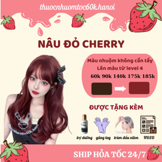 Thuốc nhuộm tóc màu Nâu Đỏ/ Đỏ Nâu/Nâu Đỏ Trầm/Nâu Đỏ Cherry kèm oxy trợ nhuộm găng tay