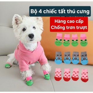 Set 4 chiếc vớ cotton chống trượt cho thú cưng - Tất cho chó mèo