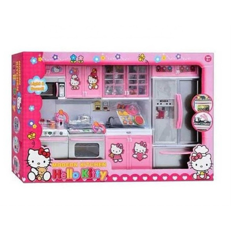 Bếp hello kitty - bộ đồ chơi nấu ăn nhà bếp cỡ lớn siêu đẹp Hello Kitty màu hồng dễ thương (4 khoang