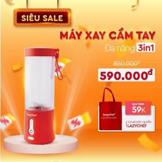 Máy xay sinh tố không dây Lazychef, máy xay cầm tay đa năng 3i﻿n1 450ml, máy xay tích điện với 6 lưỡi dao kép răng cưa