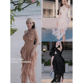 Đầm yếm chéo bèo ngực tua rua y2k