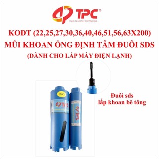 22-63mm Mũi khoan rút lõi bê tông dài 200mm TPC, mũi khoan rút lõi khô có định tâm đuôi cài SDS, mũi khoan khoét lỗ