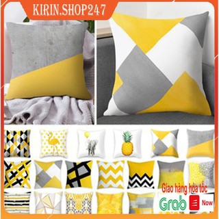 Vỏ gối vuông cao cấp in hình họa tiết sinh động 45x45cm