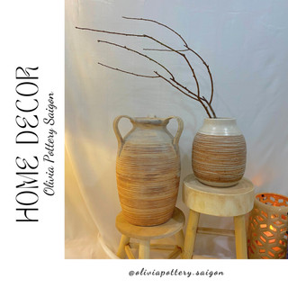 Bình gốm sứ Rustic men xước, chất men dày dặn decor văn phòng nhà cửa, hàng đẹp