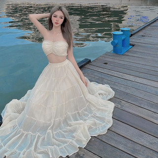  Sét 3 Món Đi biển kèm Bikini 3 màu Xanh Hồng Kem - Maxi Ngọc Lan