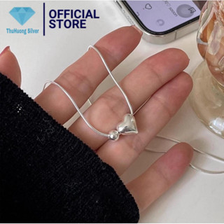  Dây chuyền nữ THJ- Dây chuyền mỳ tim bi tròn bóng đẹp cá tính bền màu bạc ta S99 a THU HUONG SILVER 