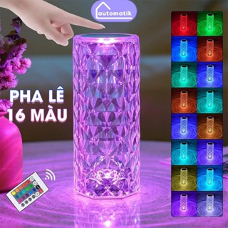 [PL] Đèn LED Trang Trí Phòng Ngủ Automatik, Đèn Ngủ Pha Lê Decor Mini Chill Mini Để Bàn 16 Màu Phòng Khách Dùng Pin 3D