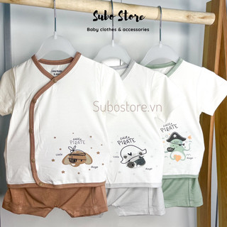 UALAROGO Bộ cộc tay cho bé trai bé gái Bộ cộc cúc giữa cúc chéo cho bé