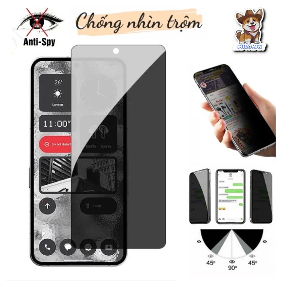 Kính cường lực chống nhìn trộm Oppo A73 A74 A76 A77 A77s A78 A91 A93 A94 A95 A96