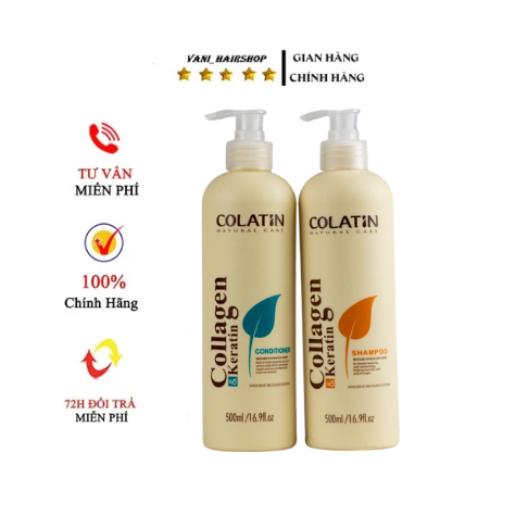 Cặp Dầu Gội Xả Colatin tơ tằm dưỡng ẩm phục hồi tóc hư tổn khô sơ, siêu mềm mượt, keratin colagen 500ml - 1000ml