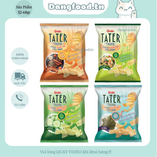Snack Oishi TATER THINS 68gr Đầy Đủ 3 Vị : Tảo Biển - Dưa Leo - Bò Beefsteak . Chỉ 2.3MM