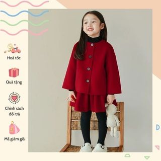 Set dạ đỏ 2 chi tiết diện Tết tiểu thư cho bé gái Danchau 1055