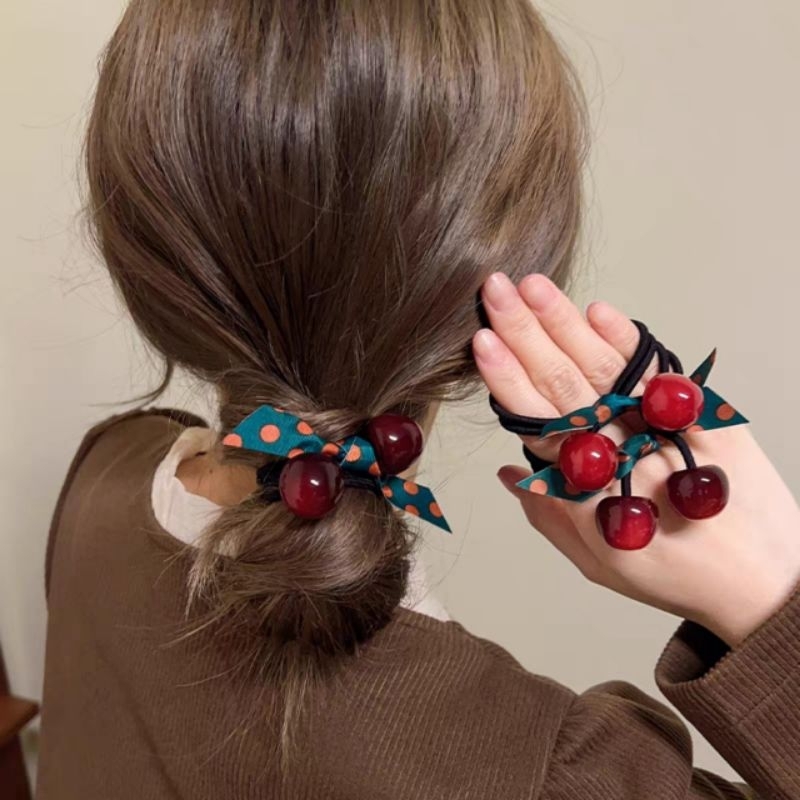 Dây cột tóc quả cherry chun cột tóc nữ phụ kiện tóc bé gái