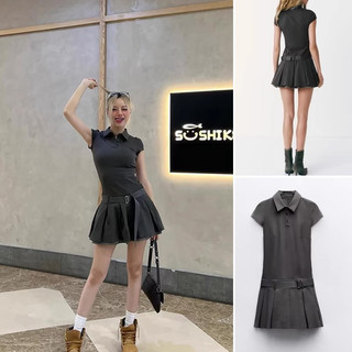 [Order] Váy ZR cổ polo chân váy xếp ly