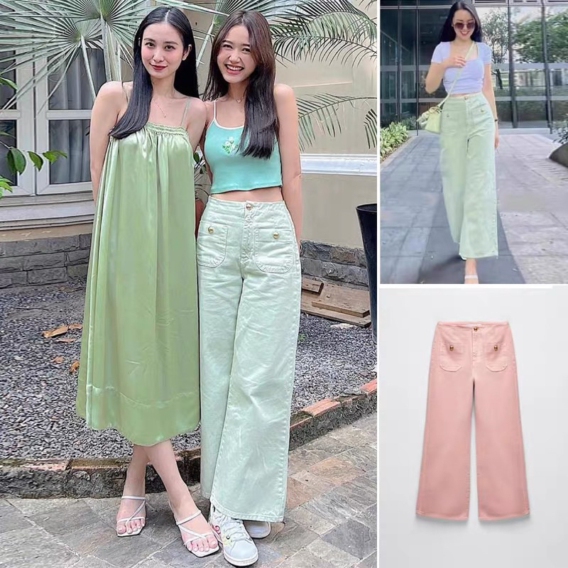 (ảnh thật )Quần bò ống suông túi hộp Zara xuất