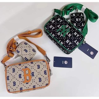 Túi đeo chéo chính hãng mlb dia monogram jacquard mini new york yankees 3acrs013n màu đen và begi size 18