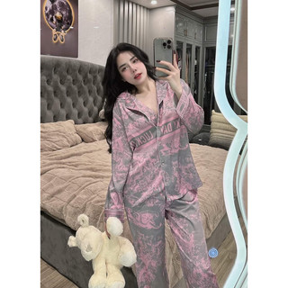 Bộ pijama lụa mịn hoạ tiết sơn mài Luckyday