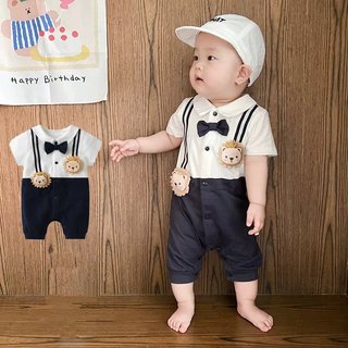 Body Công Tử Đính Sư Tử Cộc Tay ,Bodysuit Chất Cotton Mềm Mịn, mẫu Body cho Bé Trai Bé Gái Dễ Thương từ 0 đến 12 tháng