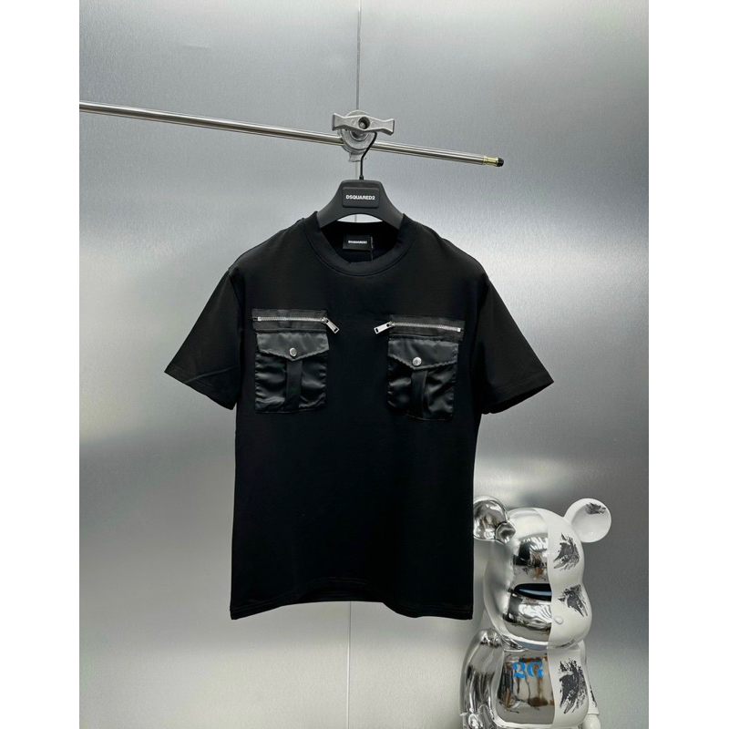 Áo Phông Nam Nữ DSQ Phối Khóa, Túi Hộp, In Chữ Sau Lưng New 2024  - Form Dáng Trẻ Trung - Áo Phông C