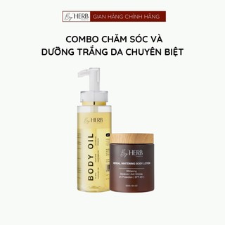 Combo Dưỡng Trắng Da Body Herbal Whitening Body Lotion 250g và Dầu Dưỡng Da Body Oil Bha By'HERB 150ml