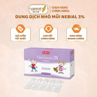 Dung dịch nhỏ mũi nebial 3% - nước muối ưu trương, làm sạch thoáng đường hô hấp - hộp 20 gói