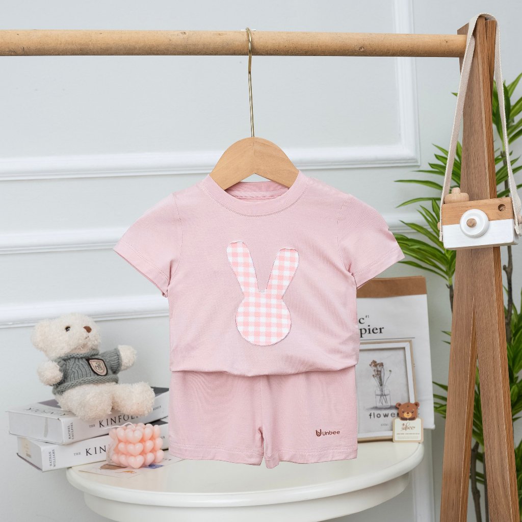 Body Chip Tay Thêu Gấu Túi Ngực Unbee Vải Waffle Phong Cách Hàn Quốc Cho Bé Trai Bé Gái