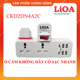 Ổ cắm lioa không dây đa năng 2 lỗ ckd2dn4a2c có sạc nhanh cổng usb