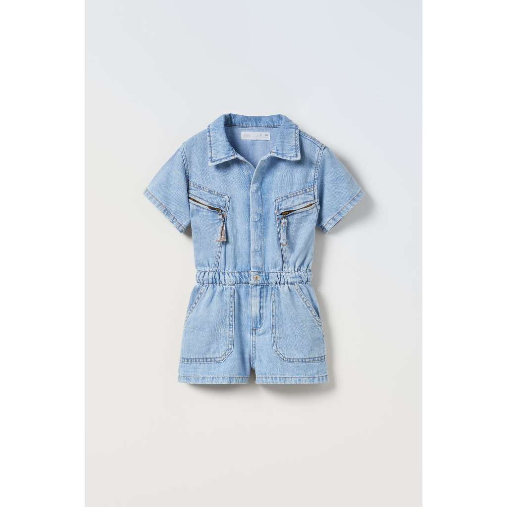 Bộ liền thân de.nim Za.ra thời trang cho bé gái size 13-14Y