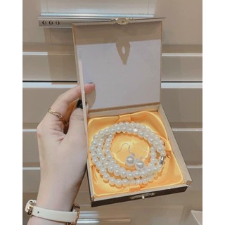 Bộ Trang Sức Ngọc Trai Quà Tặng 3 món kết hợp mặc áo dài bà ba, áo dài cách tân siêu đẹp