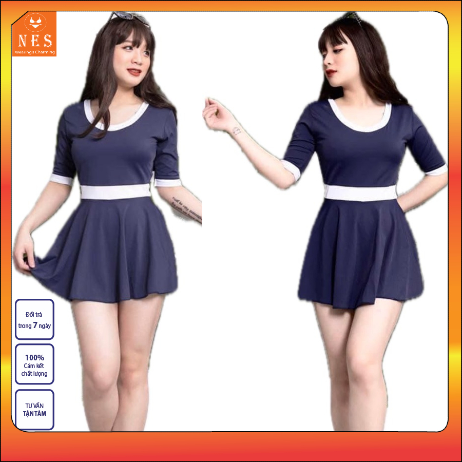 Bikini liền thân, đồ tắm biển nữ che bụng,áo tắm biển dáng váy xòe có quần bảo hộ, đồ bơi nữ Nes VN0102