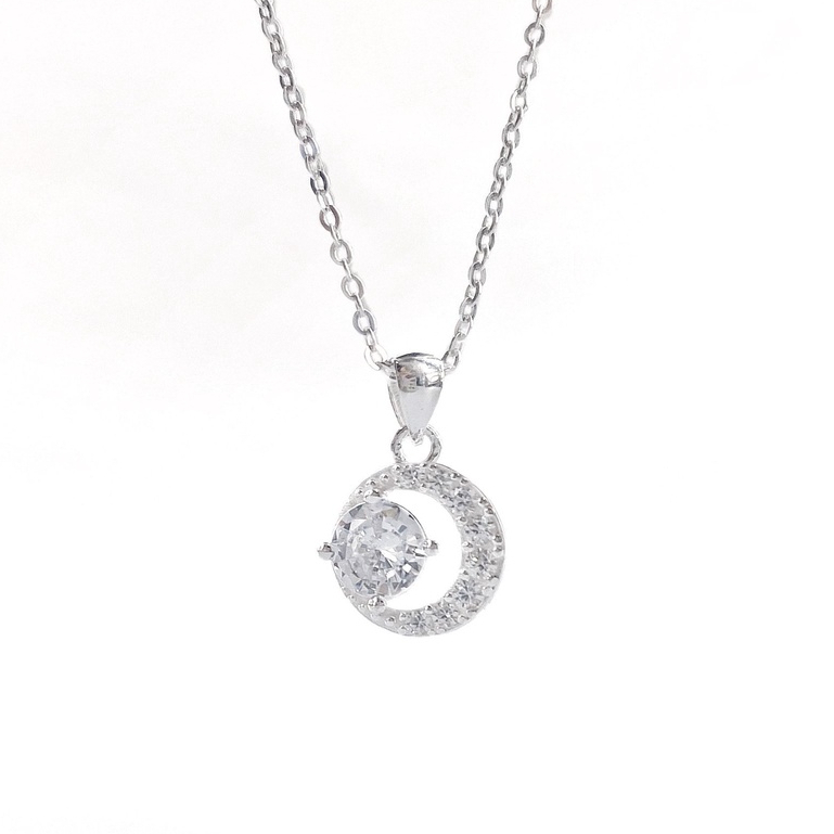 Dây chuyền bạc CDE mặt trăng đính đá Sparkling Moonie Necklace Silver CDE6078SV - Dây chuyền nữ bạc ta