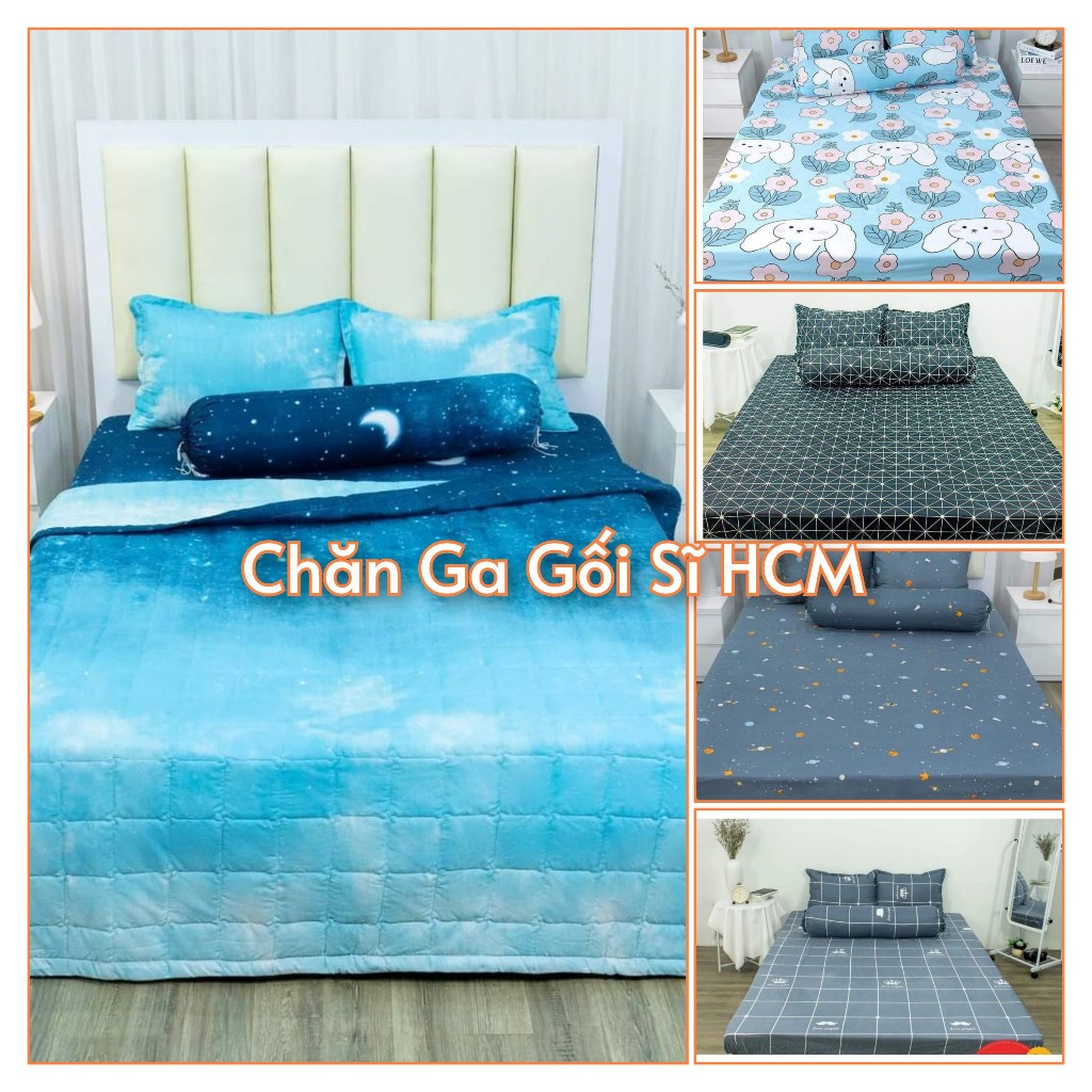Bộ Ga Gối kèm vỏ gối ôm 4 Món ,Ga đã bo chun kích thước 1M/1M2x2M, Ga Nệm 1M/1M2 MẪU MỚI chọn lựa