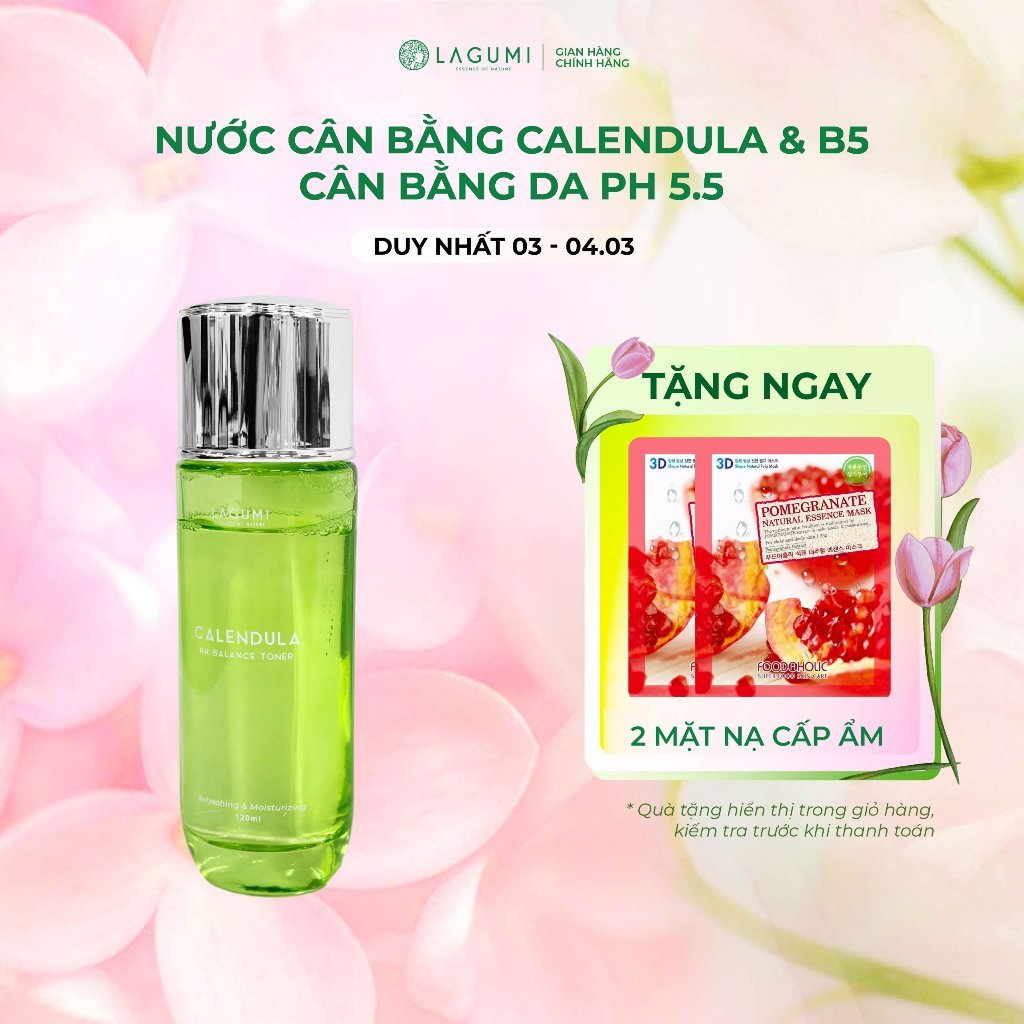 Nước hoa hồng cân bằng pH làm mềm và dịu da Lagumi Calendula 120ml - BIBABO