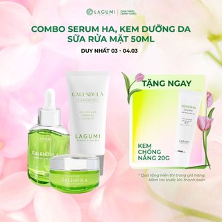 Combo sữa rửa mặt lagumi 50g + serum lagumi 30g + kem dưỡng lagumi 30g
