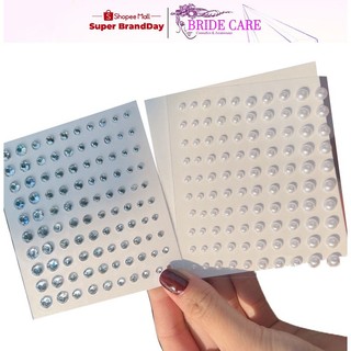 Đá đính tóc mặt có sẵn keo dán gồm 100 viên đá dán makeup