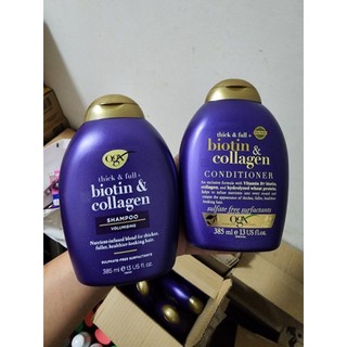 (Mẫu Mới) Cặp dầu gội xả Biotin & Collagen OGX Thick & Full Nuôi Dưỡng và Kích Thích Mọc Tóc