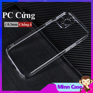 Ốp lưng điện thoại PC cứng siêu mỏng 0.3mm trong suốt chống ố vàng cho cho 15 14 13 Pro MAX 14 Plus 12 Pro MinnCase