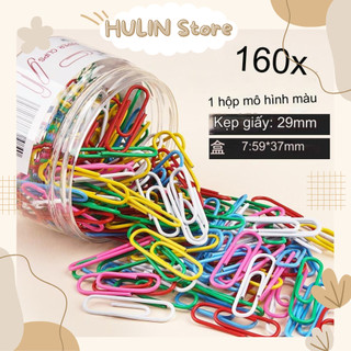 Hộp 160 ghim vòng kẹp giấy tài liệu văn phòng phẩm giữ văn bản học sinh văn phòng nhiều màu đa năng tiện lợi