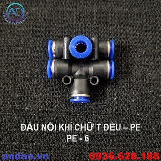 Nối nhanh ống khí pe chữ t, đầu nối khí pe chữ t pe-4 pe-6 pe-8 pe-10 pe-12 pe-14 pe-16