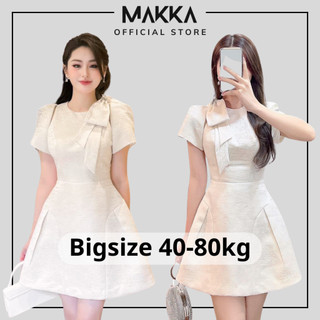 Váy nữ thiết kế MAKKA váy tafta gấm nơ vai đính hoa đá khoét vai tiểu thư 5002