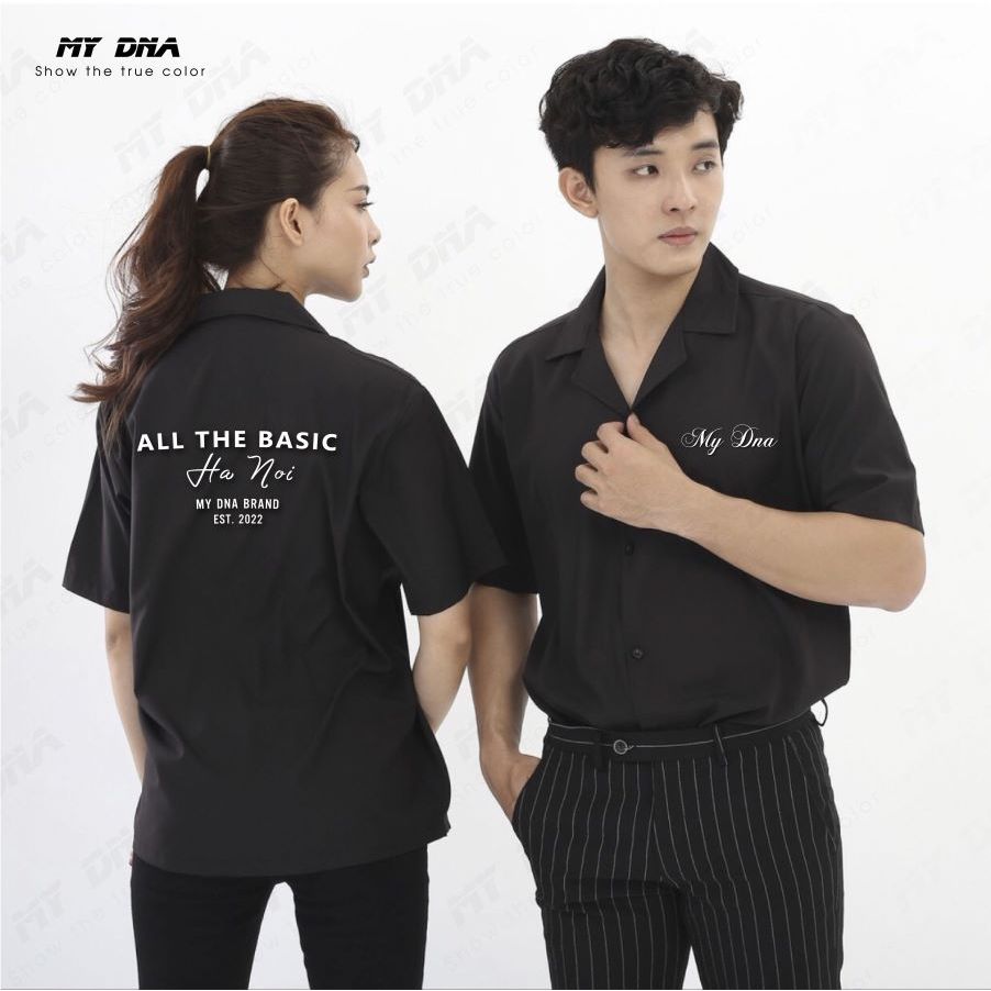 Áo sơ mi cổ vest tay ngắn màu trắng local brand có bigsize 100kg form rộng unisex cặp đôi nam nữ fullbox MY DNA 2024