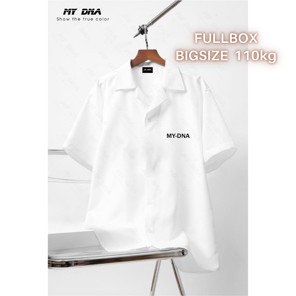 Áo sơ mi cổ vest tay ngắn màu trắng local brand có bigsize 100kg form rộng unisex cặp đôi nam nữ fullbox MY DNA 2024