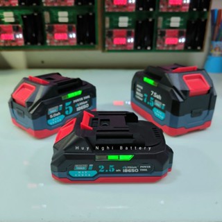  Vỏ Pin Phổ Thông  chân pin 4cm   Mẫu Mới 18v: 5 10 15  Cell 18650 - Chống Sốc - Led Báo Pin Bên Hông 